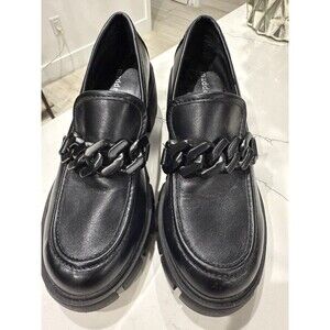 Madden Girl Women's Hoxtonn Slip On Chunky Lug Platform Loafers Black Size 7